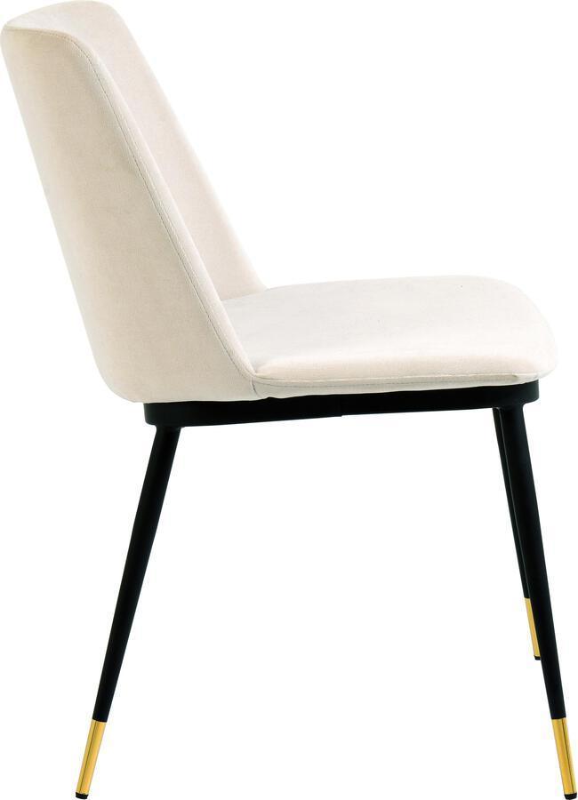Tov Furniture Dining Chairs - Evora Cream Velvet Chair - Gold Legs (Set of 2)