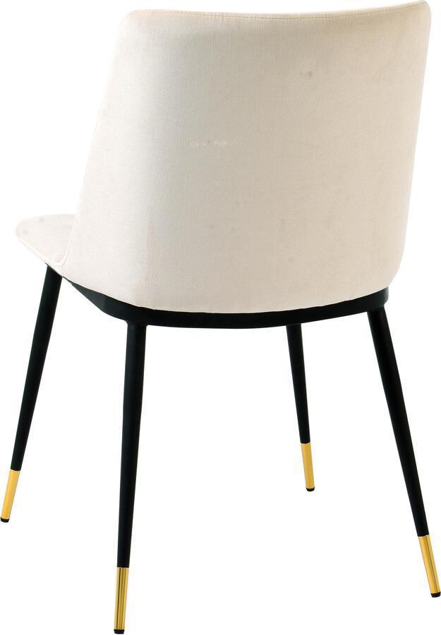 Tov Furniture Dining Chairs - Evora Cream Velvet Chair - Gold Legs (Set of 2)