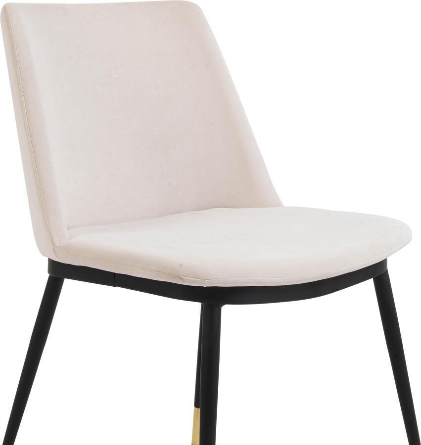 Tov Furniture Dining Chairs - Evora Cream Velvet Chair - Gold Legs (Set of 2)