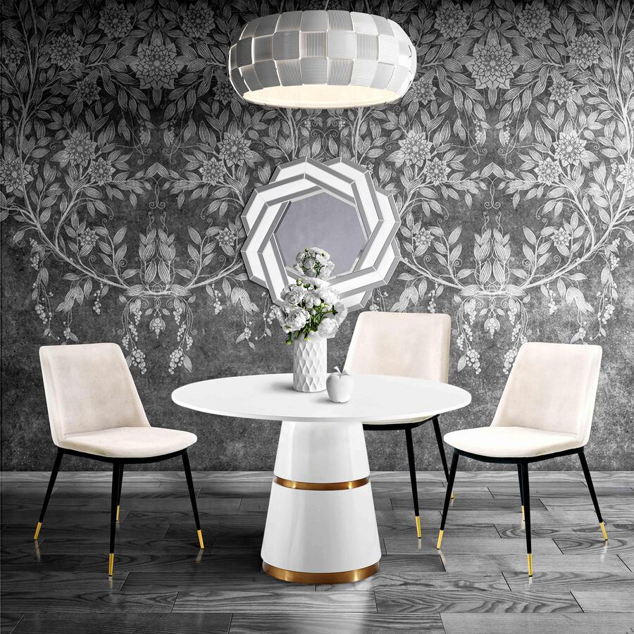 Tov Furniture Dining Chairs - Evora Cream Velvet Chair - Gold Legs (Set of 2)