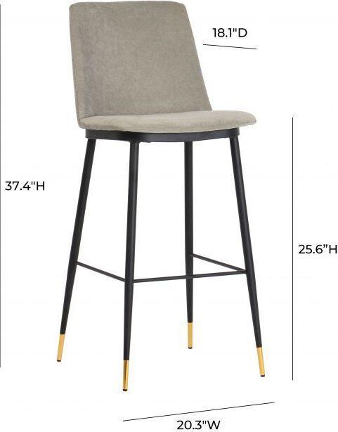 Tov Furniture Barstools - Evora Gray Velvet Counter Stool (Set of 2)