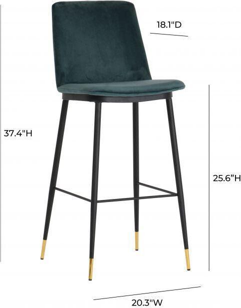 Tov Furniture Barstools - Evora Green Velvet Counter Stool (Set of 2)