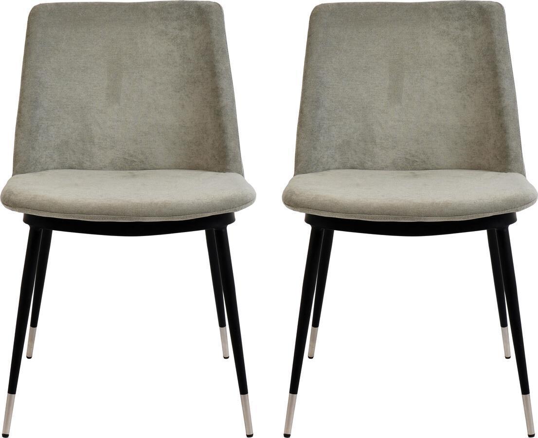 Tov Furniture Dining Chairs - Evora Grey Velvet Chair - Silver Legs (Set of 2)