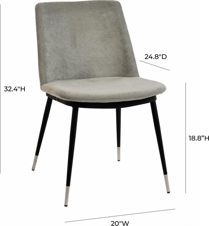 Tov Furniture Dining Chairs - Evora Grey Velvet Chair - Silver Legs (Set of 2)