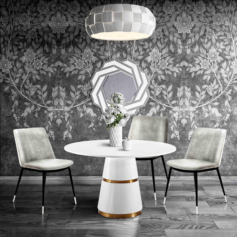 Tov Furniture Dining Chairs - Evora Grey Velvet Chair - Silver Legs (Set of 2)