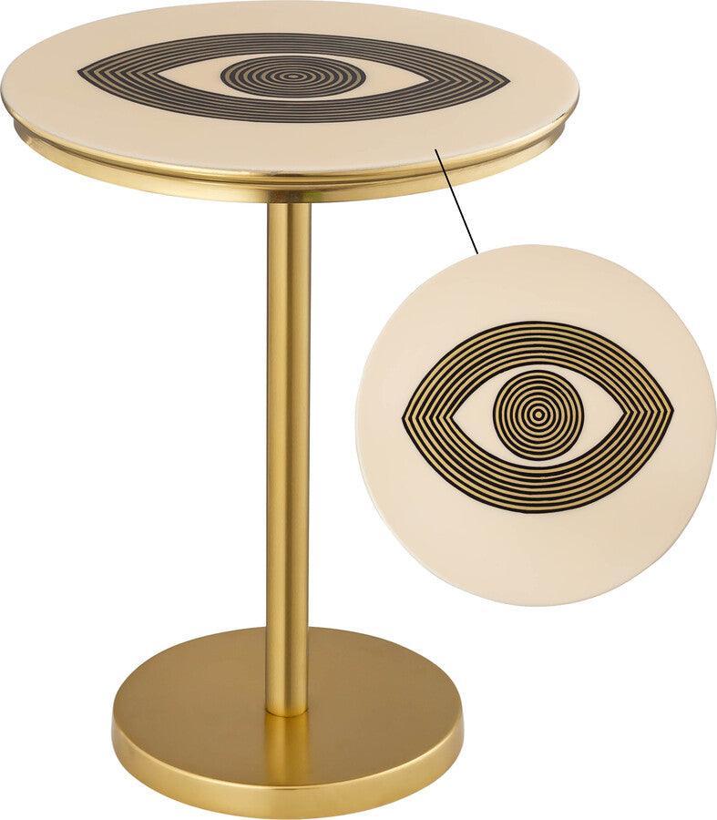 Tov Furniture Side & End Tables - Eye Handpainted Side Table Brass