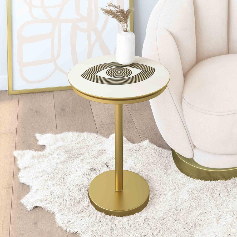 Tov Furniture Side & End Tables - Eye Handpainted Side Table Brass