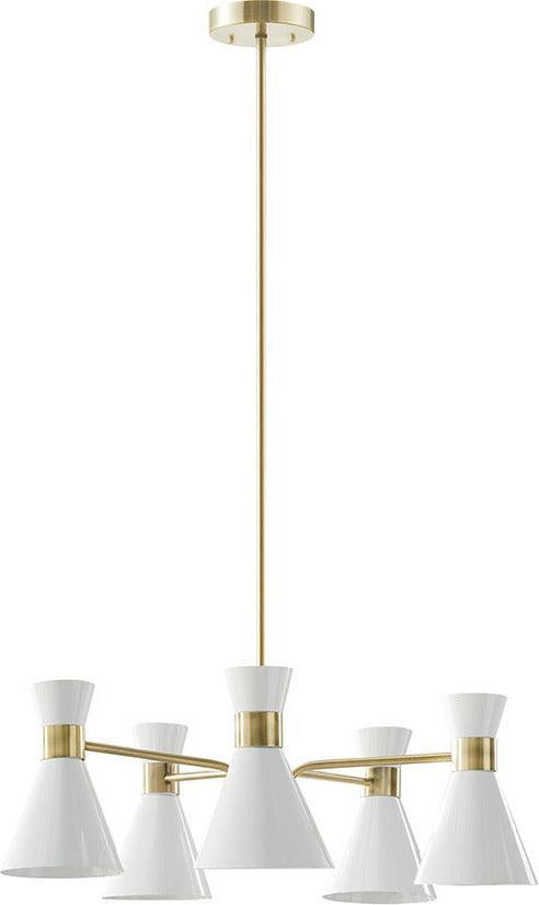 Olliix.com Ceiling Lights - Ezra 5-Light Adjustable Chandelier Antique Brass | White