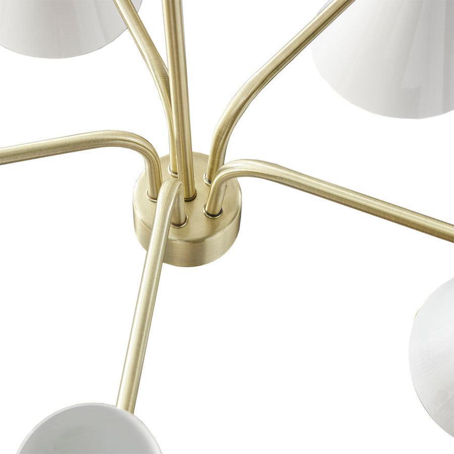 Olliix.com Ceiling Lights - Ezra 5-Light Adjustable Chandelier Antique Brass | White