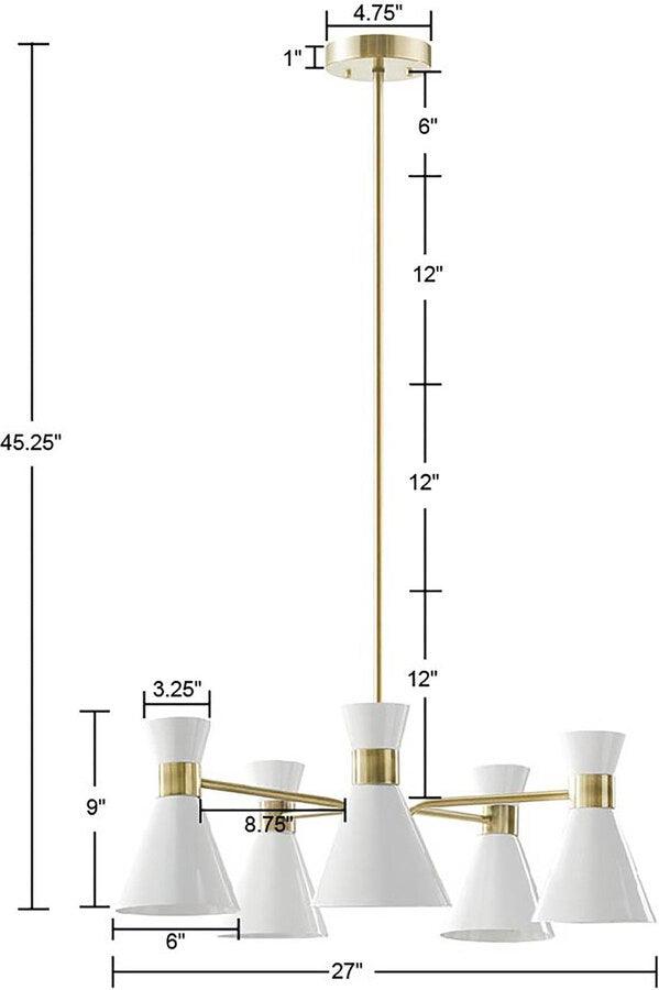 Olliix.com Ceiling Lights - Ezra 5-Light Adjustable Chandelier Antique Brass | White