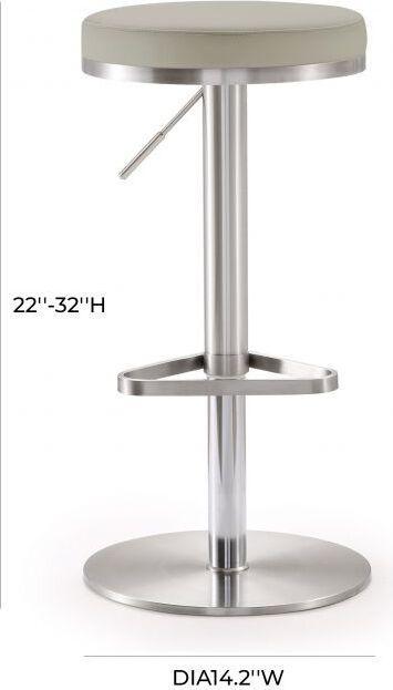 Tov Furniture Barstools - Fano Light Gray Stainless Steel Barstool