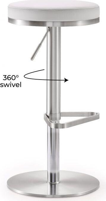 Tov Furniture Barstools - Fano White Stainless Steel Adjustable Barstool