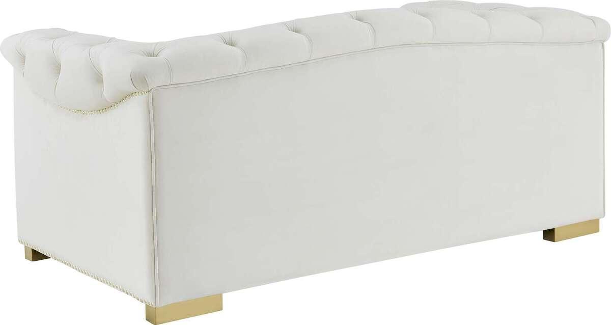 Tov Furniture Loveseats - FARAH CREAM VELVET LOVESEAT