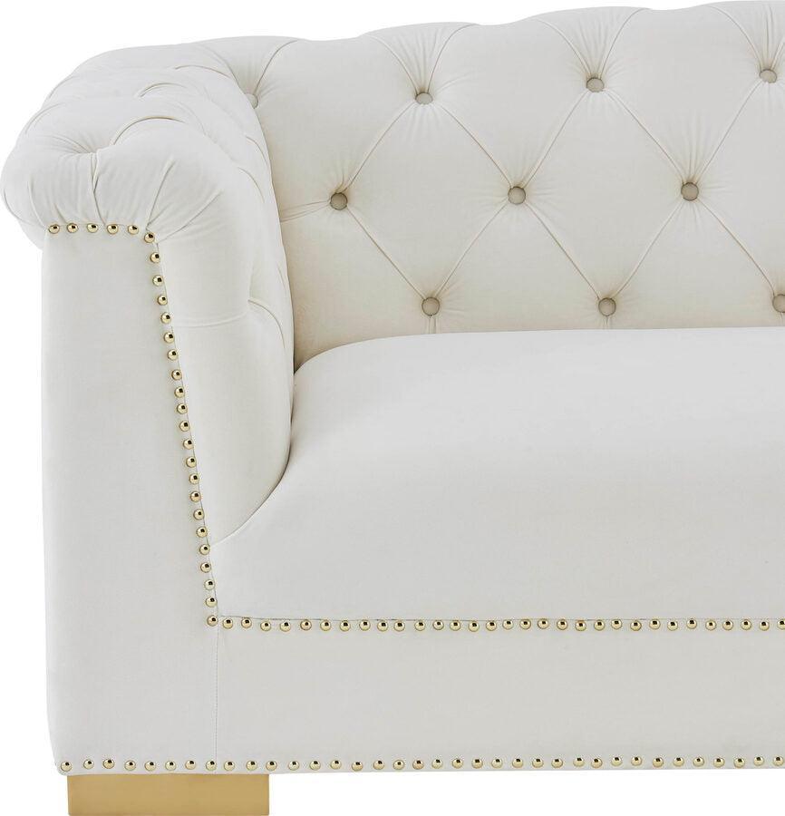 Tov Furniture Loveseats - FARAH CREAM VELVET LOVESEAT