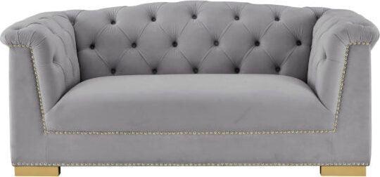 Tov Furniture Loveseats - Farah Grey Velvet Loveseat By Inspire Me! Home D?cor
