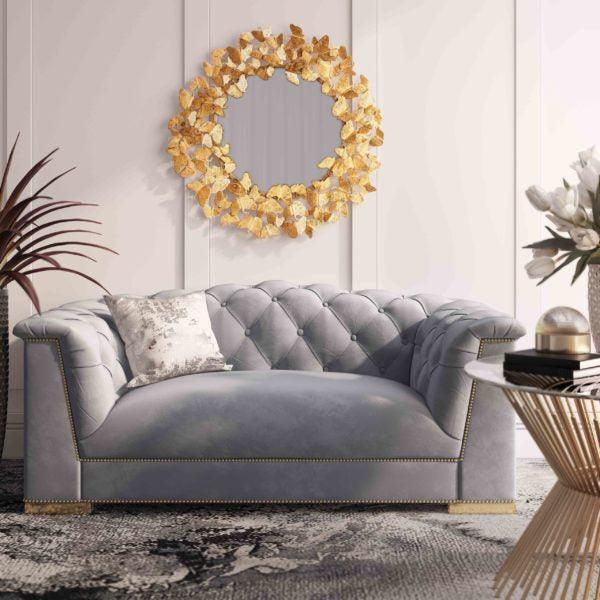Tov Furniture Loveseats - Farah Grey Velvet Loveseat By Inspire Me! Home D?cor