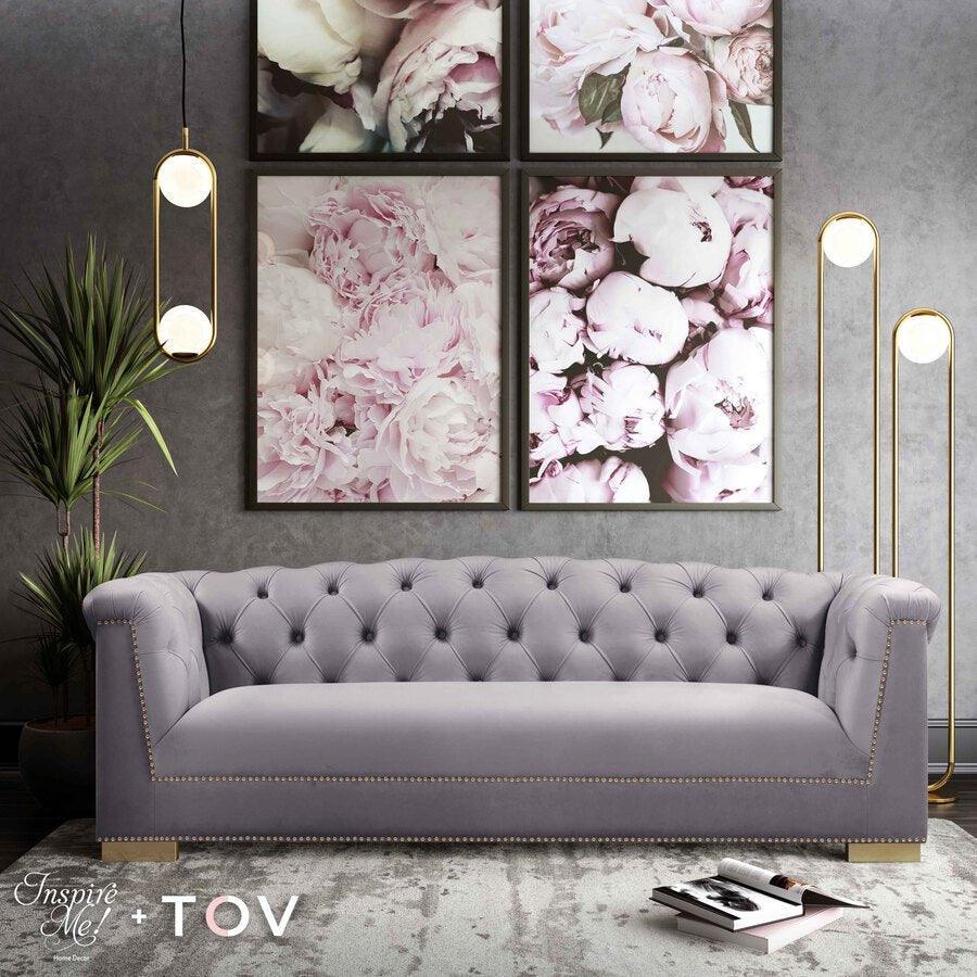 Tov Furniture Sofas & Couches - Farah Grey Velvet Sofa Gray
