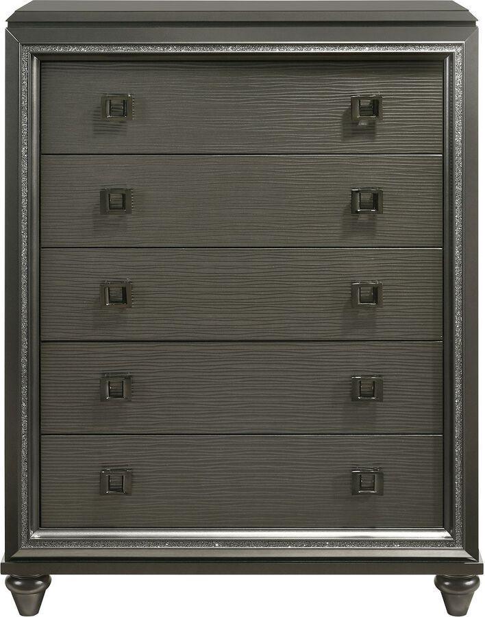 Elements Chest of Drawers - Faris 5-Drawer Chest in Gray