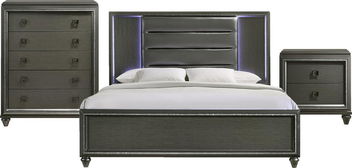 Elements Bedroom Sets - Faris King Panel 3Pc Bedroom Set In Black