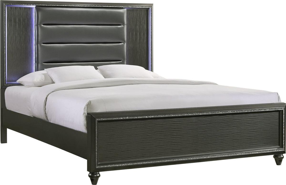 Elements Bedroom Sets - Faris King Panel 5PC Bedroom Set in Black Grey