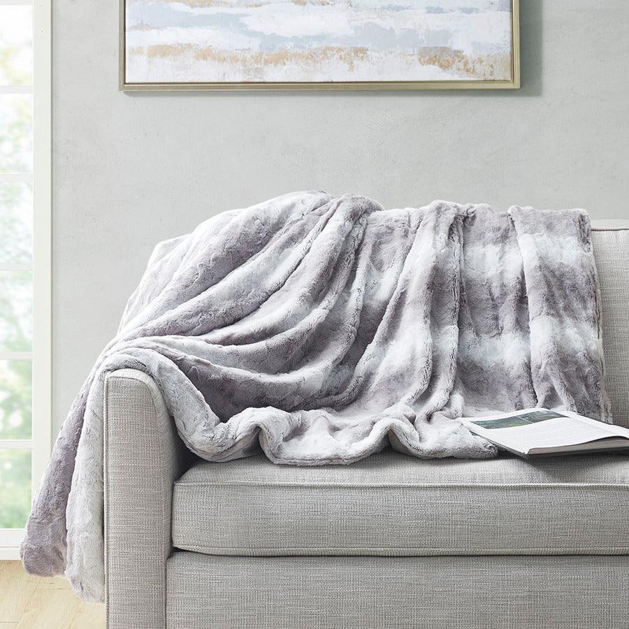 Olliix.com Comforters & Blankets - Faux Fur Blanket Grey BR51-3068