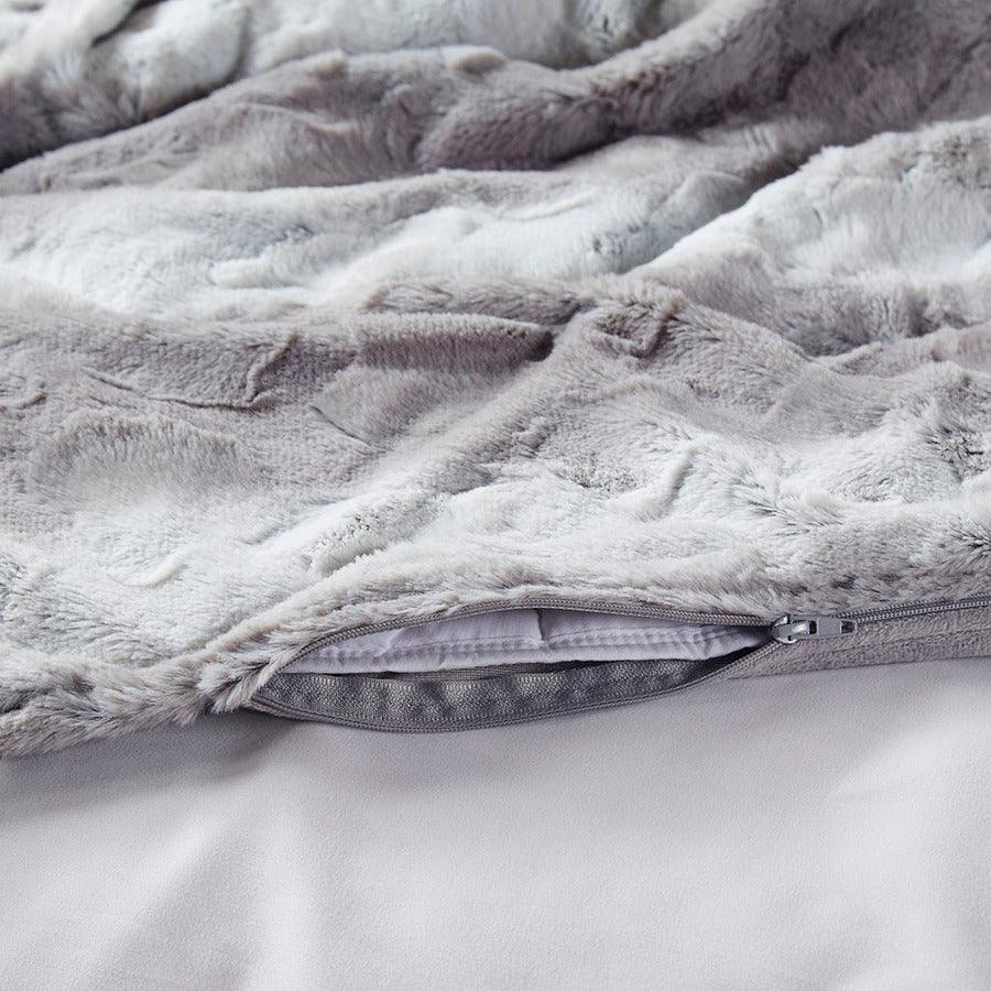 Olliix.com Comforters & Blankets - Faux Fur Blanket Grey BR51-3068
