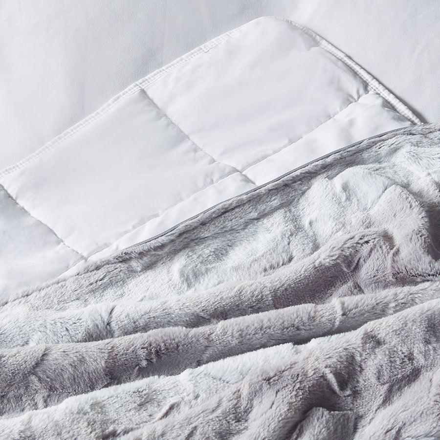 Olliix.com Comforters & Blankets - Faux Fur Blanket Grey BR51-3068