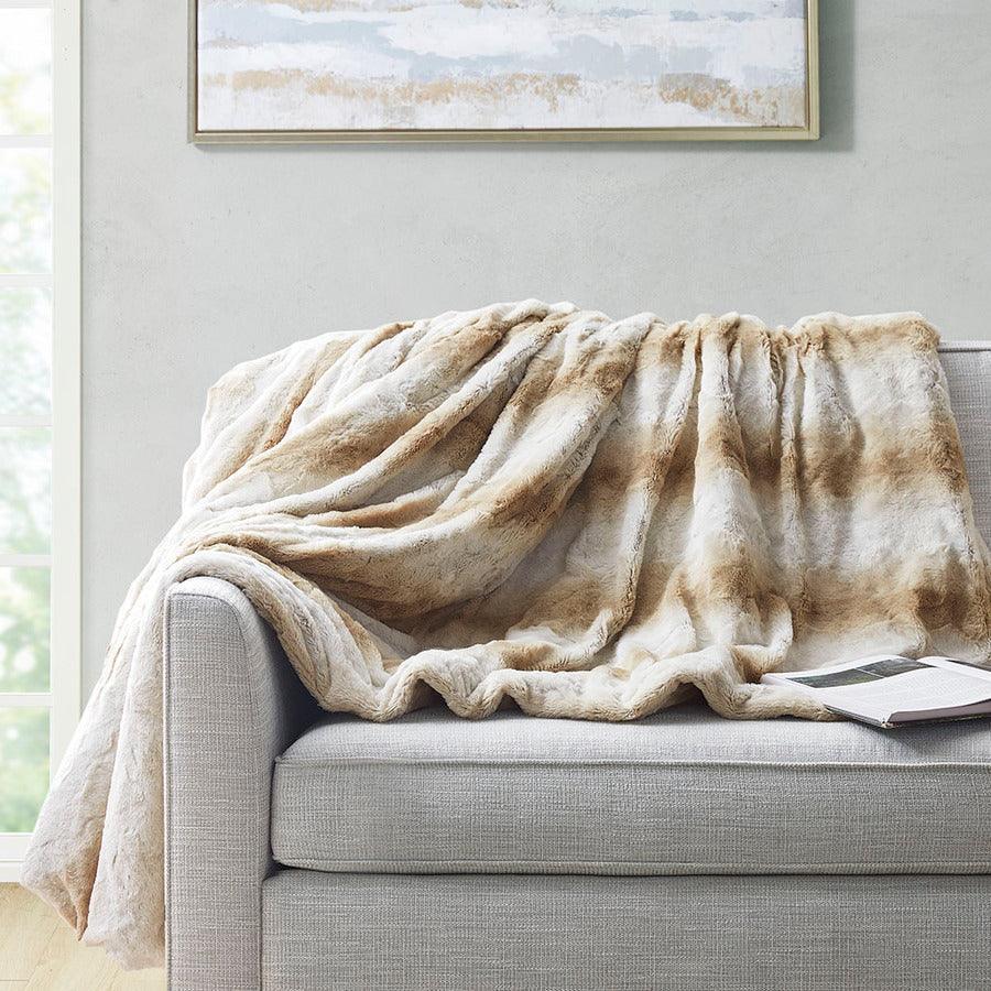 Olliix.com Comforters & Blankets - Faux Fur Blanket Sand BR51-3070