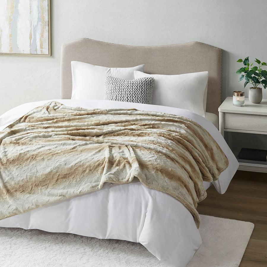 Olliix.com Comforters & Blankets - Faux Fur Blanket Sand BR51-3070