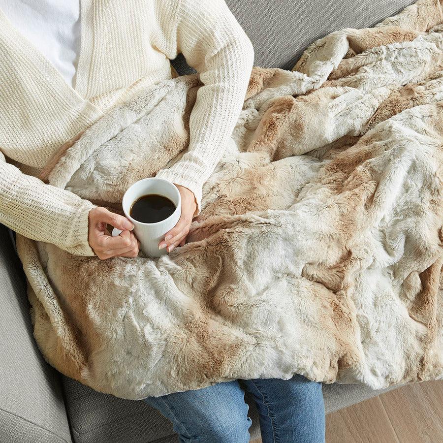 Olliix.com Comforters & Blankets - Faux Fur Blanket Sand BR51-3070