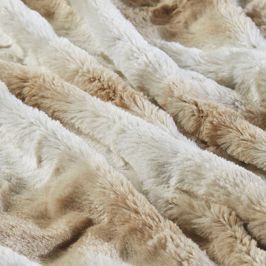 Olliix.com Comforters & Blankets - Faux Fur Blanket Sand BR51-3070