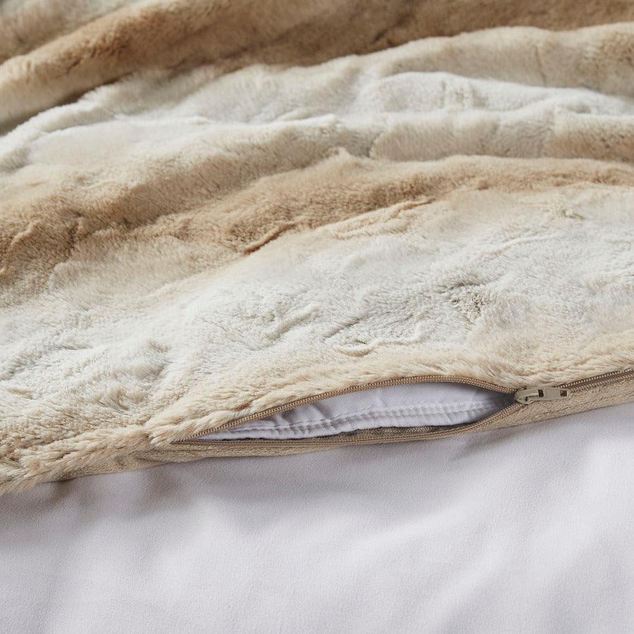 Olliix.com Comforters & Blankets - Faux Fur Blanket Sand BR51-3073