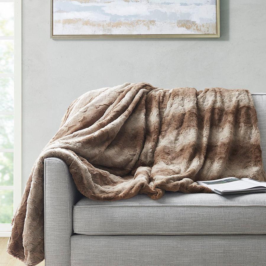 Olliix.com Comforters & Blankets - Faux Fur Blanket Tan BR51-3069