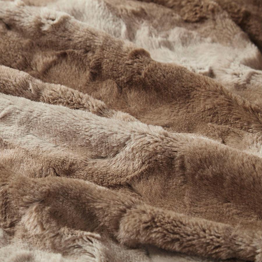 Olliix.com Comforters & Blankets - Faux Fur Blanket Tan BR51-3069