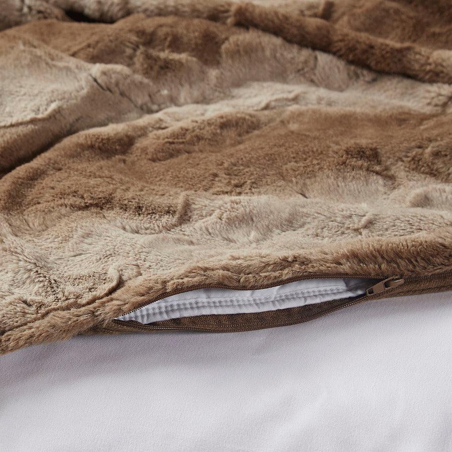 Olliix.com Comforters & Blankets - Faux Fur Blanket Tan BR51-3069