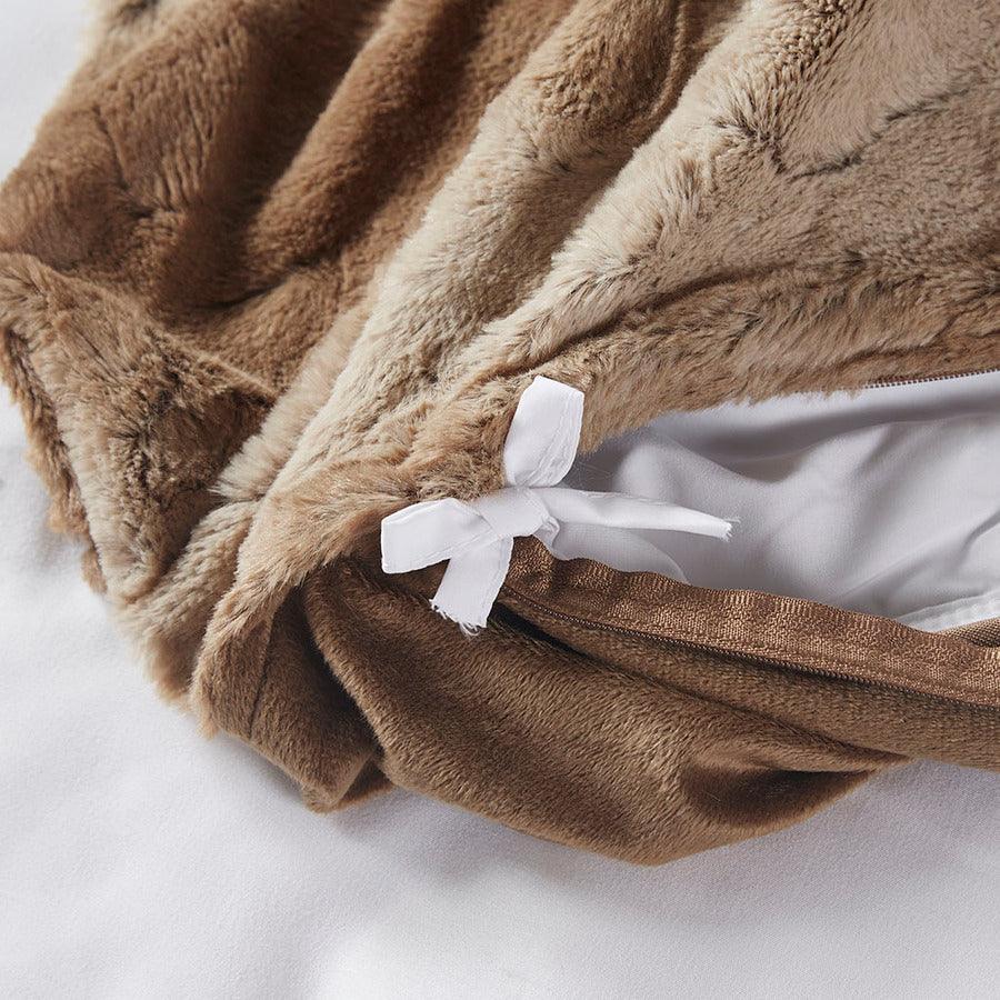 Olliix.com Comforters & Blankets - Faux Fur Blanket Tan BR51-3069