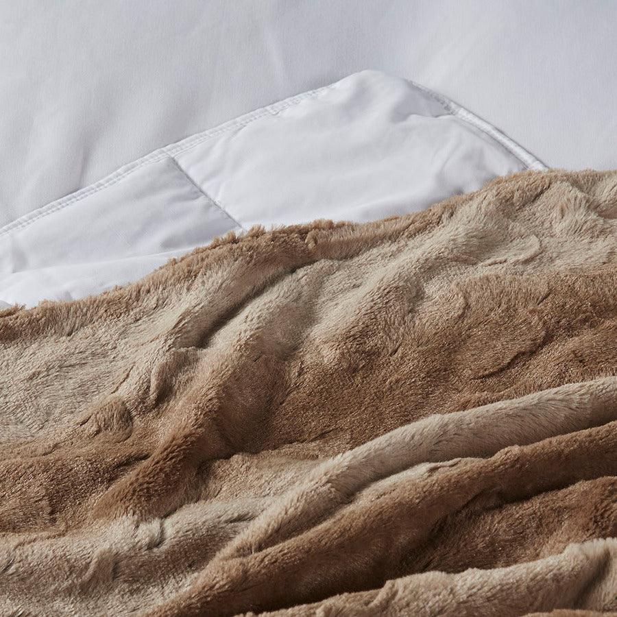Olliix.com Comforters & Blankets - Faux Fur Blanket Tan BR51-3069