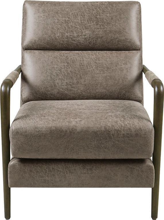 Olliix.com Accent Chairs - Faux Leather Channel Accent Armchair Brown MP100-1188