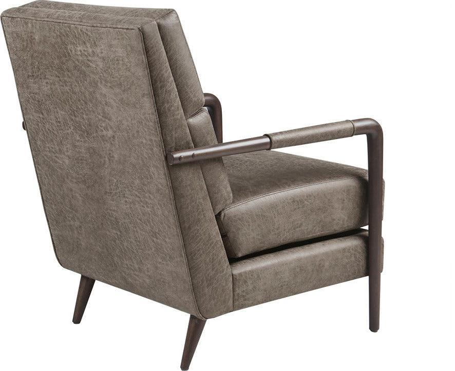 Olliix.com Accent Chairs - Faux Leather Channel Accent Armchair Brown MP100-1188