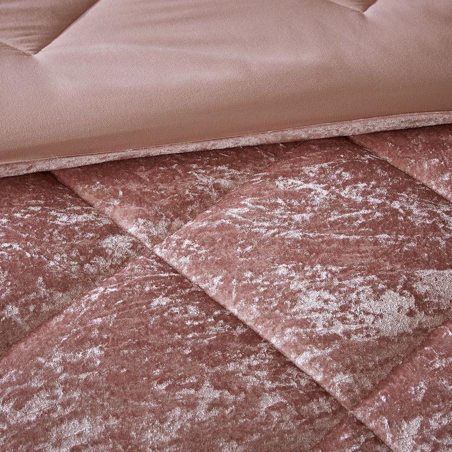 Olliix.com Comforters & Blankets - Felicia Casual Velvet Comforter Set Blush King/Cal King