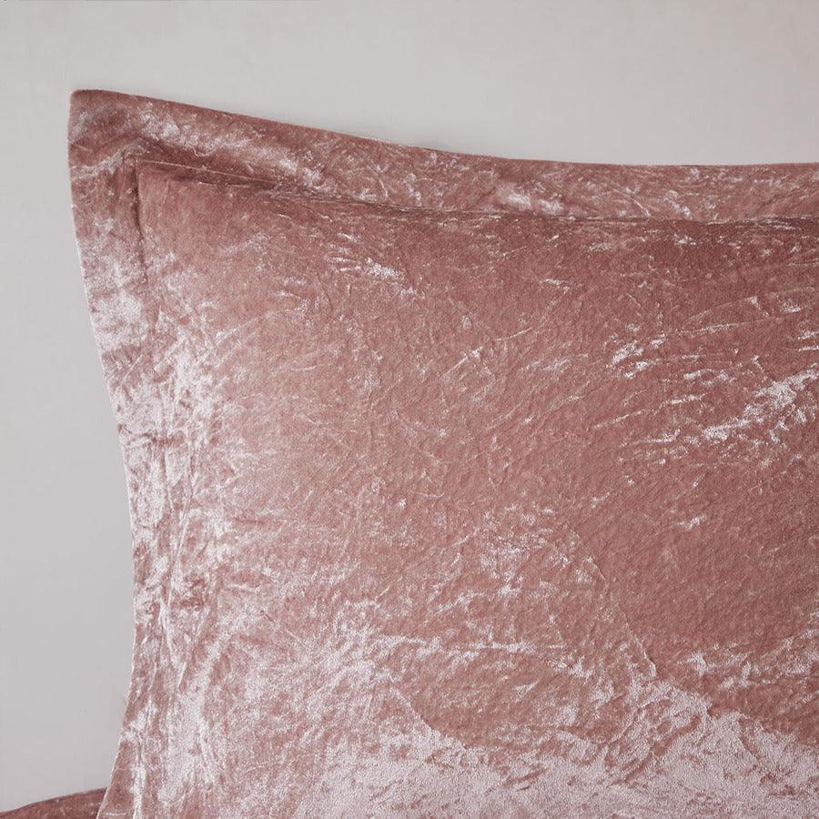 Olliix.com Comforters & Blankets - Felicia Casual Velvet Comforter Set Blush King/Cal King