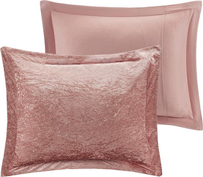 Olliix.com Comforters & Blankets - Felicia Casual Velvet Comforter Set Blush King/Cal King