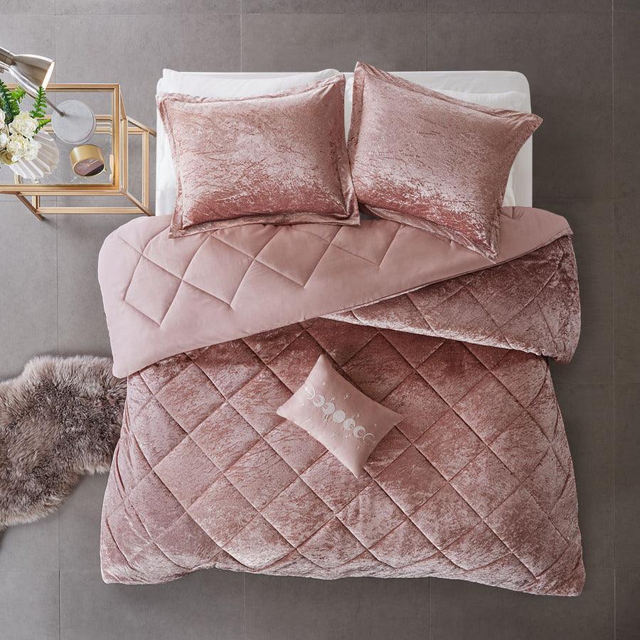 Olliix.com Comforters & Blankets - Felicia Full/Queen Comforter (Set) Blush