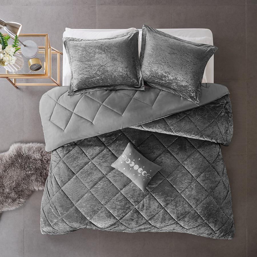 Olliix.com Comforters & Blankets - Felicia Full/Queen Comforter (Set) Gray