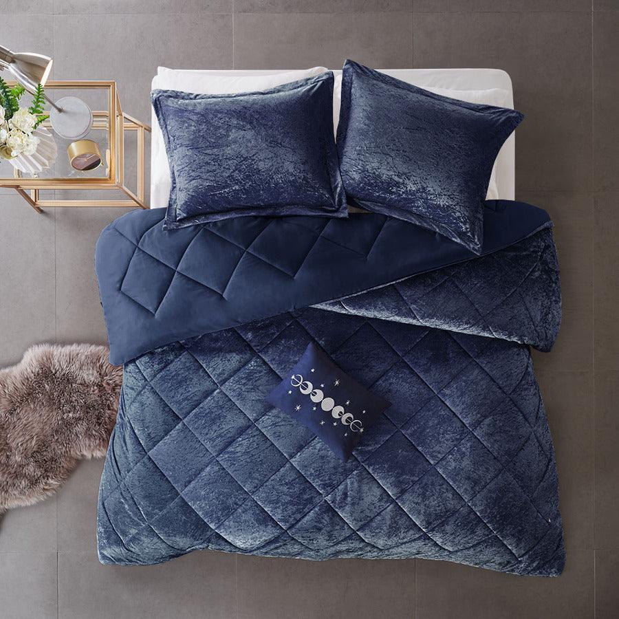 Olliix.com Comforters & Blankets - Felicia Full/Queen Comforter (Set) Navy