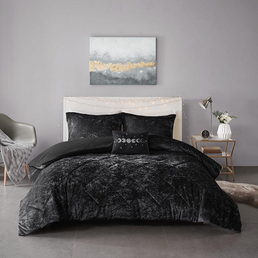 Olliix.com Duvet & Duvet Sets - Felicia Full/Queen Duvet & Duvet Set Black