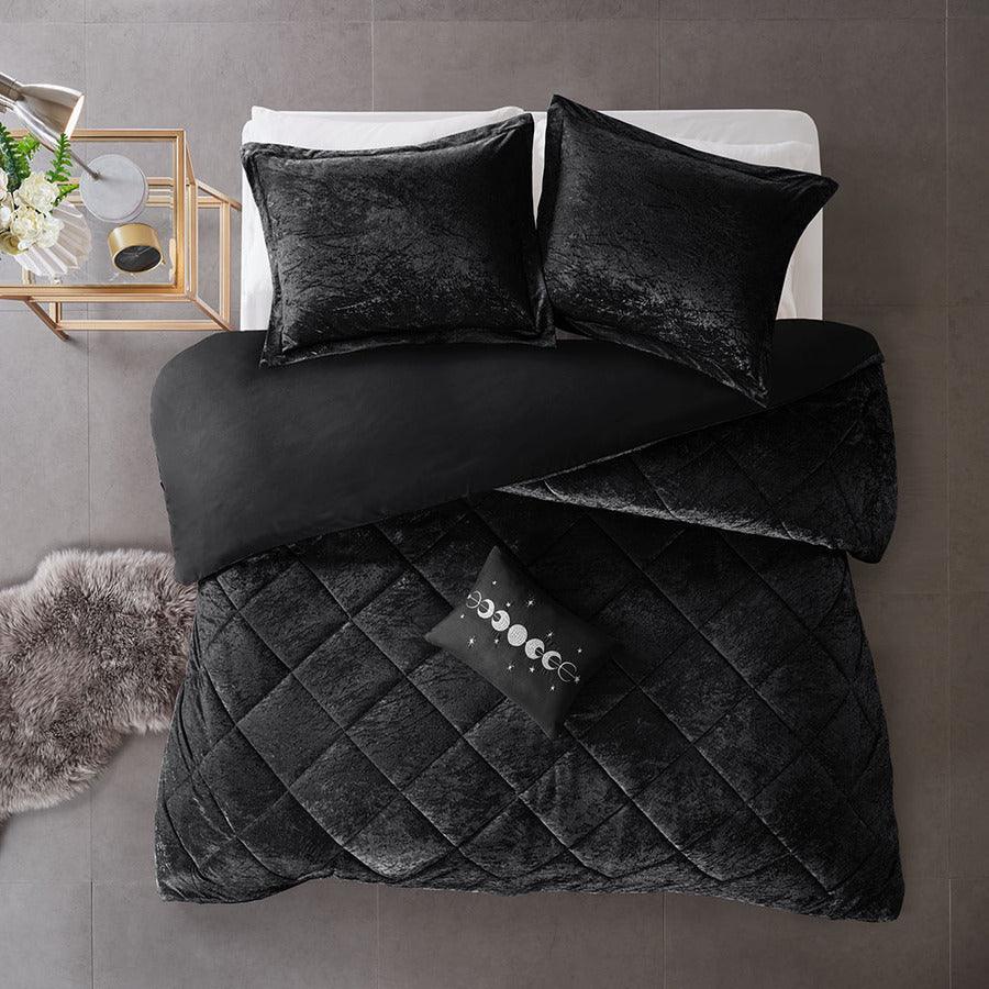 Olliix.com Duvet & Duvet Sets - Felicia Full/Queen Duvet & Duvet Set Black