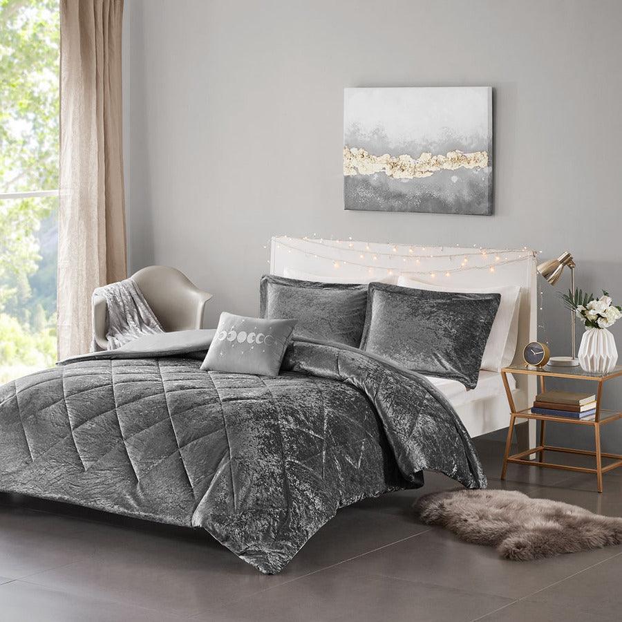 Olliix.com Duvet & Duvet Sets - Felicia Full/Queen Duvet & Duvet Set Gray