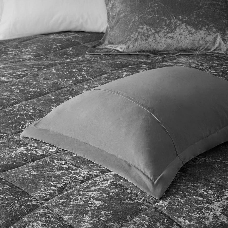 Olliix.com Comforters & Blankets - Felicia Lodge/Cabin Velvet Comforter Set Gray Twin/Twin XL