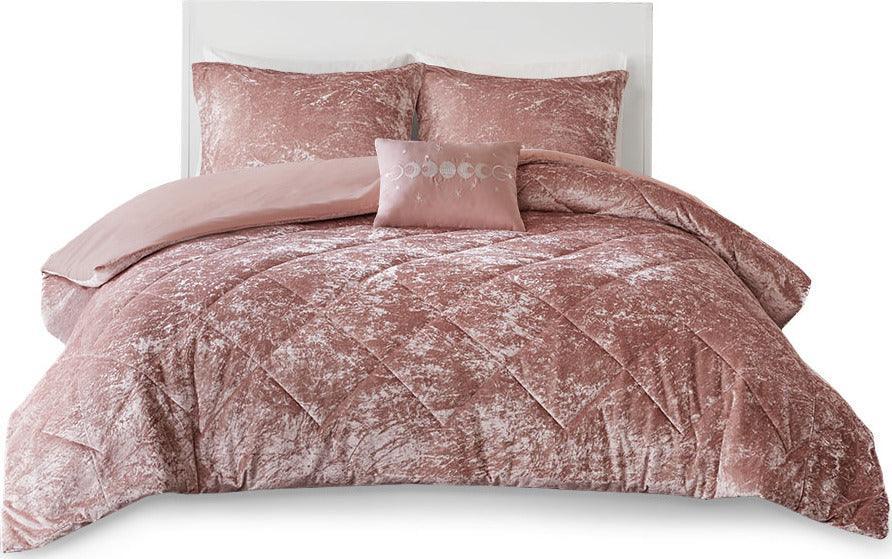 Olliix.com Duvet & Duvet Sets - Felicia Twin/Twin XL Velvet Duvet Cover Set Blush